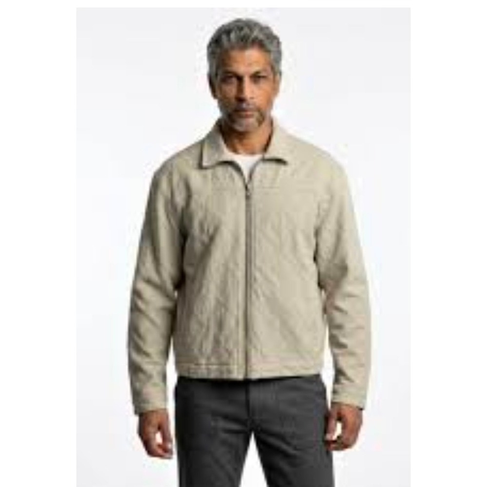Abercrombie & Fitch Mens Beige Textured Jacquard Full Zip Harrington Jacket L